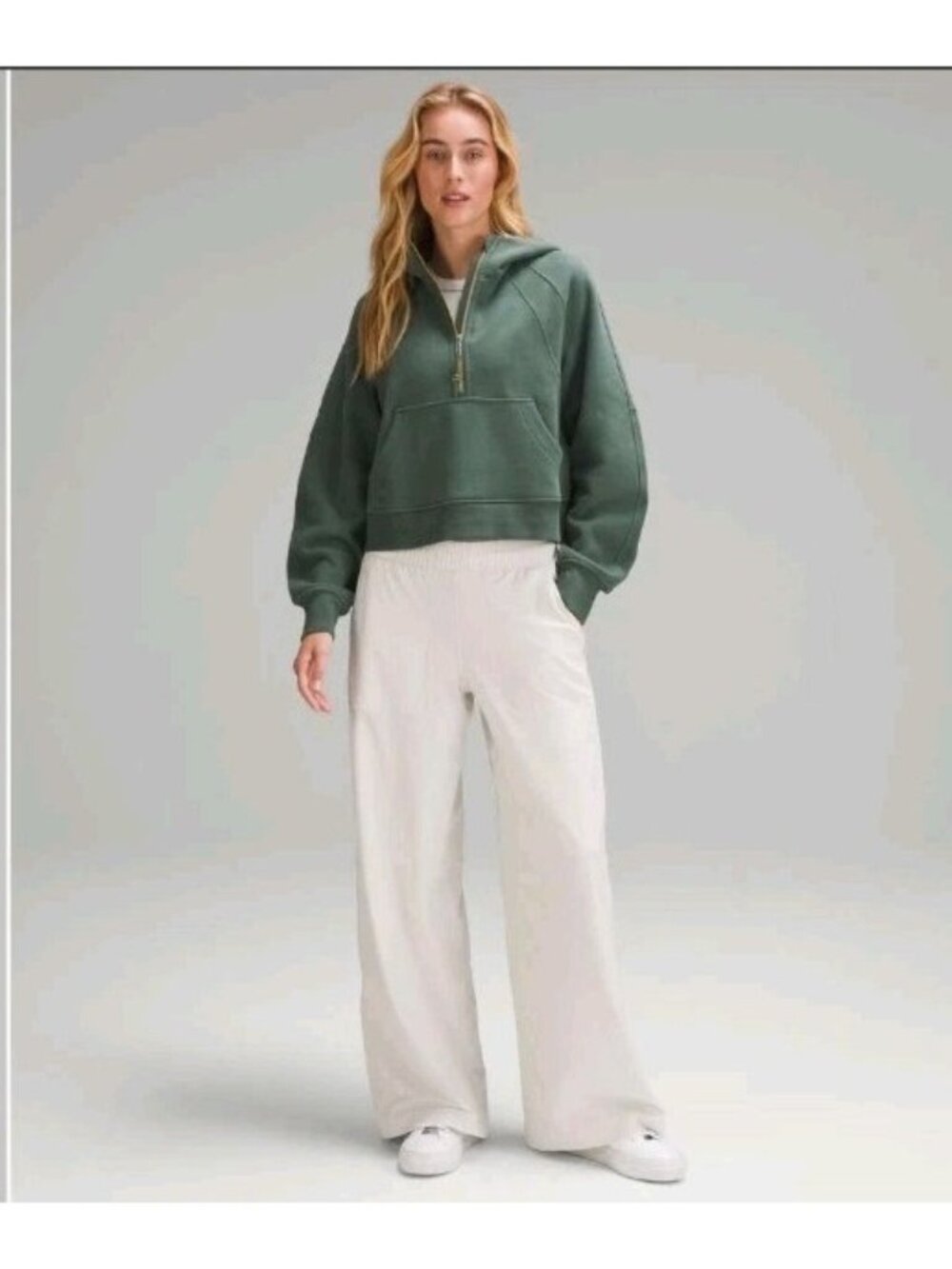 Lululemon‎ Scuba Oversized Half-Zip Sweatshirt Dark Forest Green M/L Gold Logo